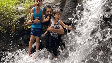 Riteish Deshmukh Enjoys with Kids in Waterfall