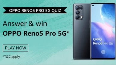 Amazon Oppo Reno5 Pro 5G Quiz Answers Answer & Win Oppo Reno5 Pro 5G