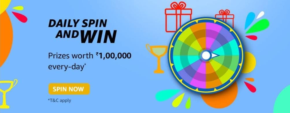Amazon Daily Spin and win Prize Worth 100000